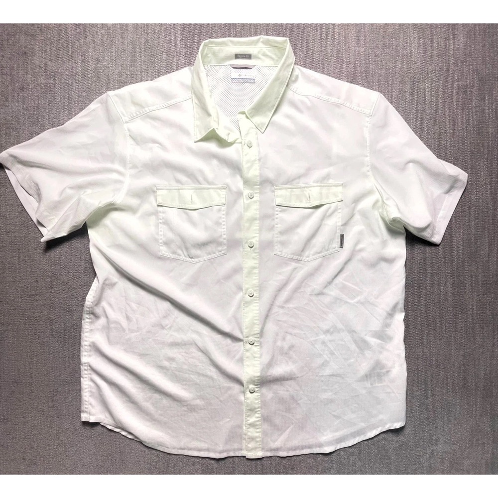 Columbia Mens XL Regular Fit Short Sleeve Button Up Mesh Vent Fishing Shirt